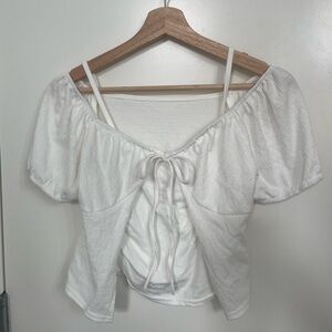 bought in korea! cute tank + cover up blouse w/ bow detail 🎀